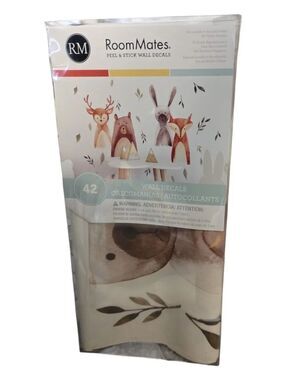 NIB RoomMates Peel And Stick Wall Decals Watercolor Woodland Creatures 42 Decals